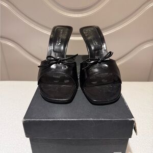 Via Spiga Black Patent Leather Women's Slide Sandals